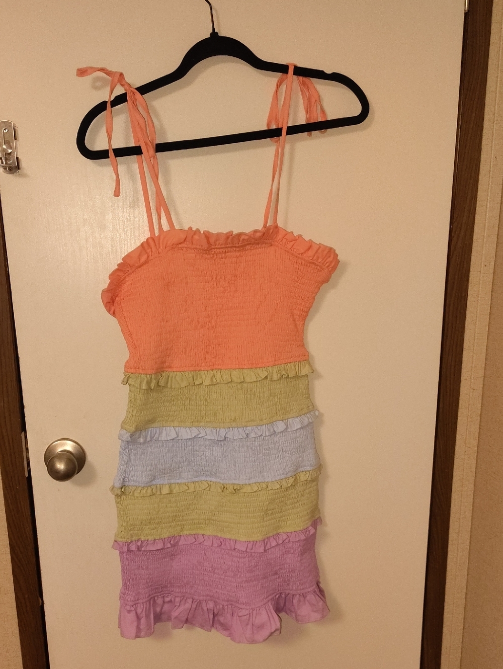 Pastel Tiered Mini Dress with Tie Straps